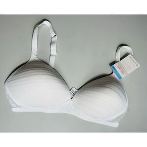 Warners T-Shirt Bra with Lift Size 36C White Wireless Lay Flat Design RN1102O